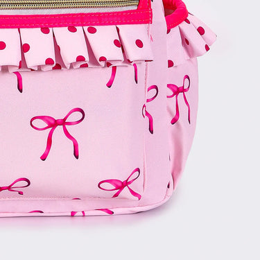 Bow Print Ruffle Backpack